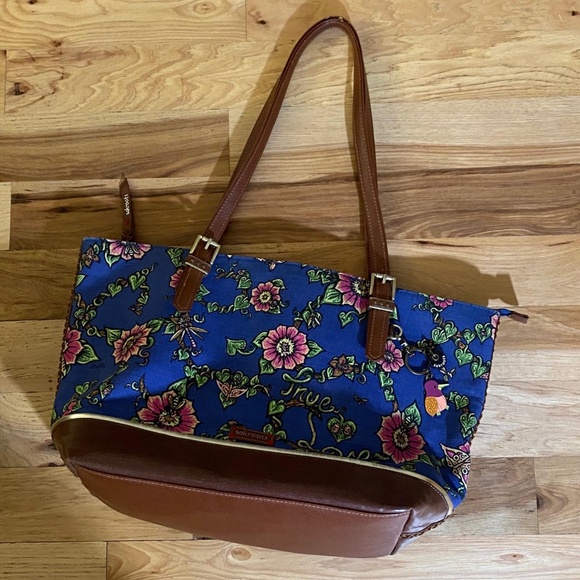 Sakroots Handbags - SAKROOTS Blue Pink Artist Floral Metro Tote Bag Coated Canvas